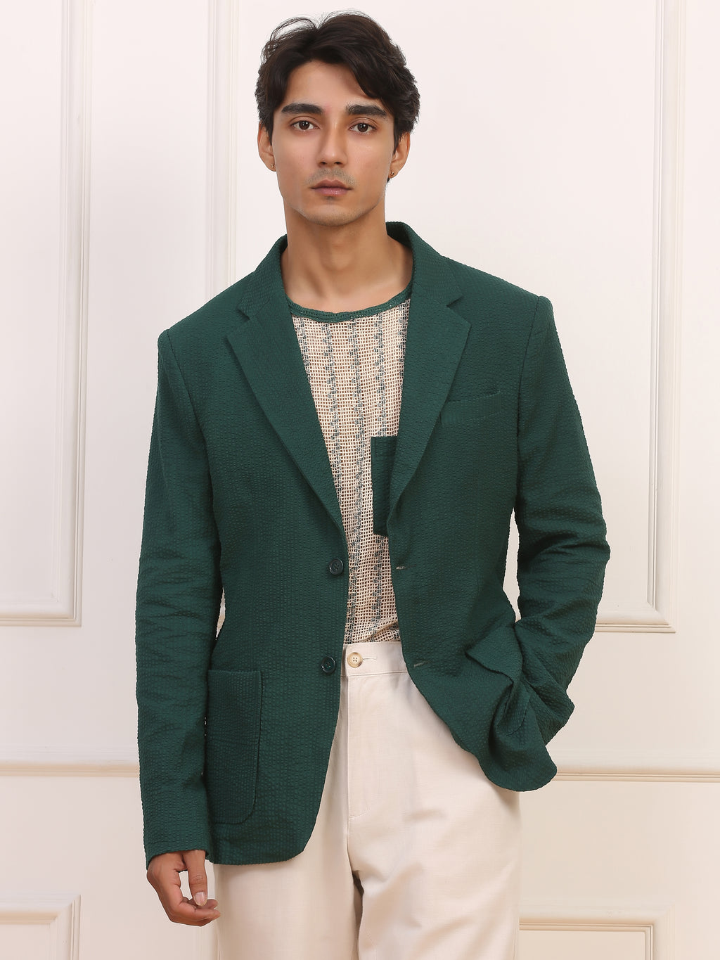 Green Seersucker Blazer