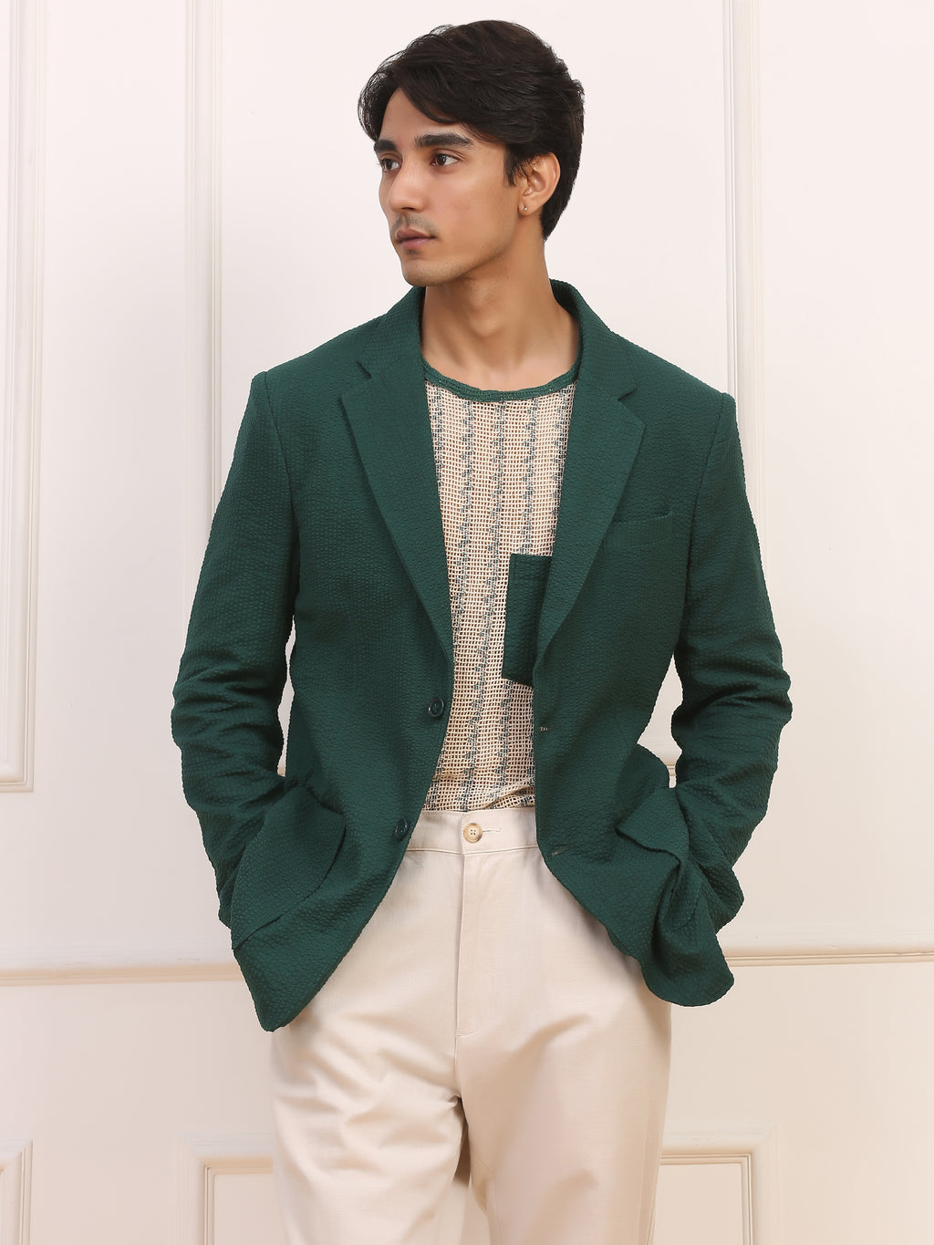 Green Seersucker Blazer