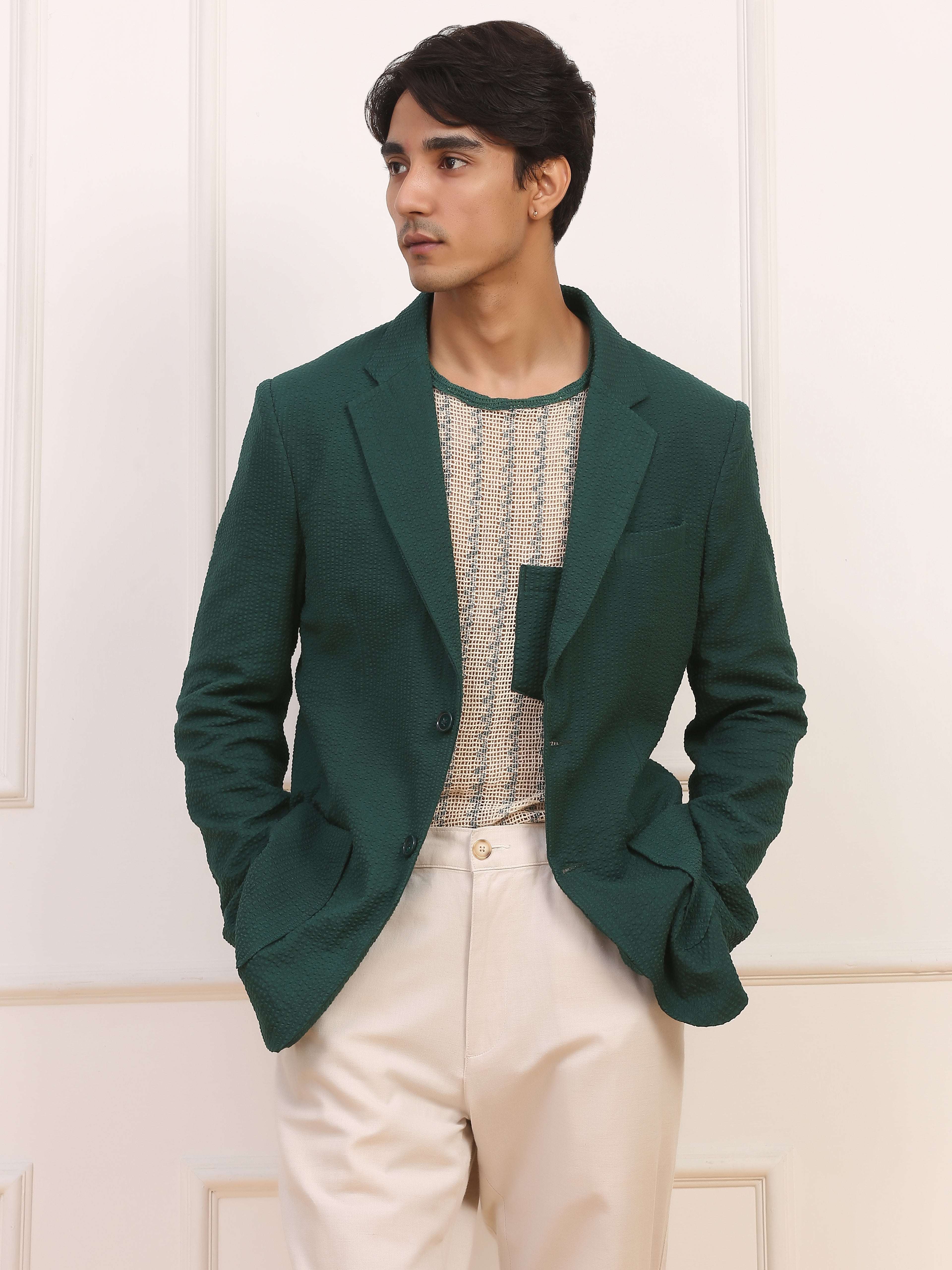 Green Seersucker Blazer