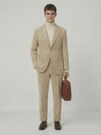 Beige Corduroy Suit \w/ Contrast Stitch Deets