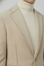 Beige Corduroy Blazer \w/ Contrast Stitch Deets