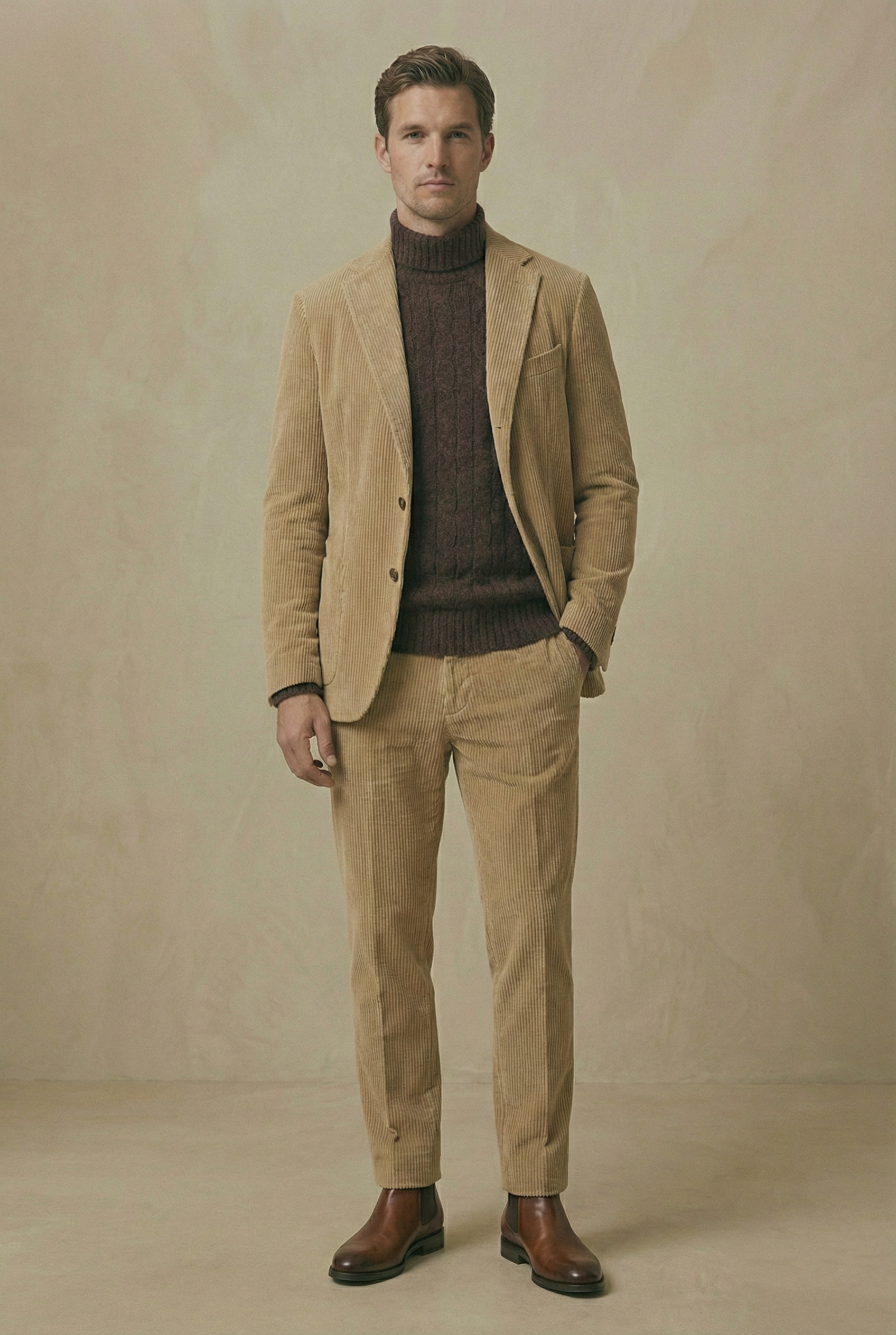 Tan Corduroy Suit Set