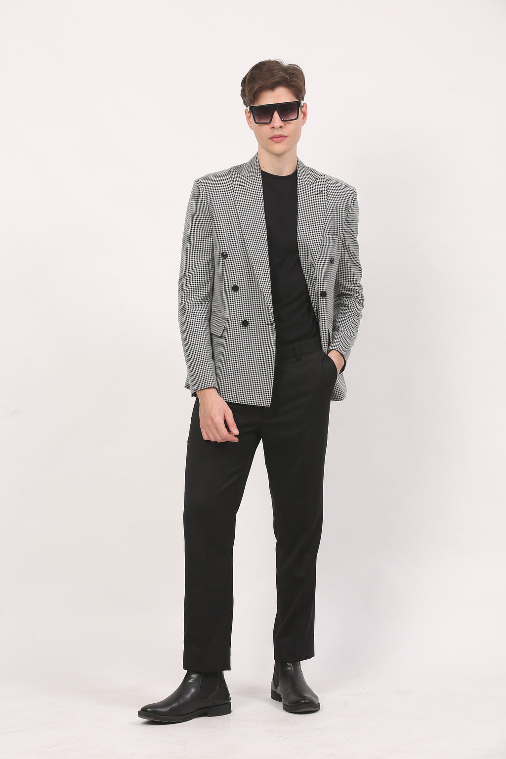 Black & White Houndstooth Blazer