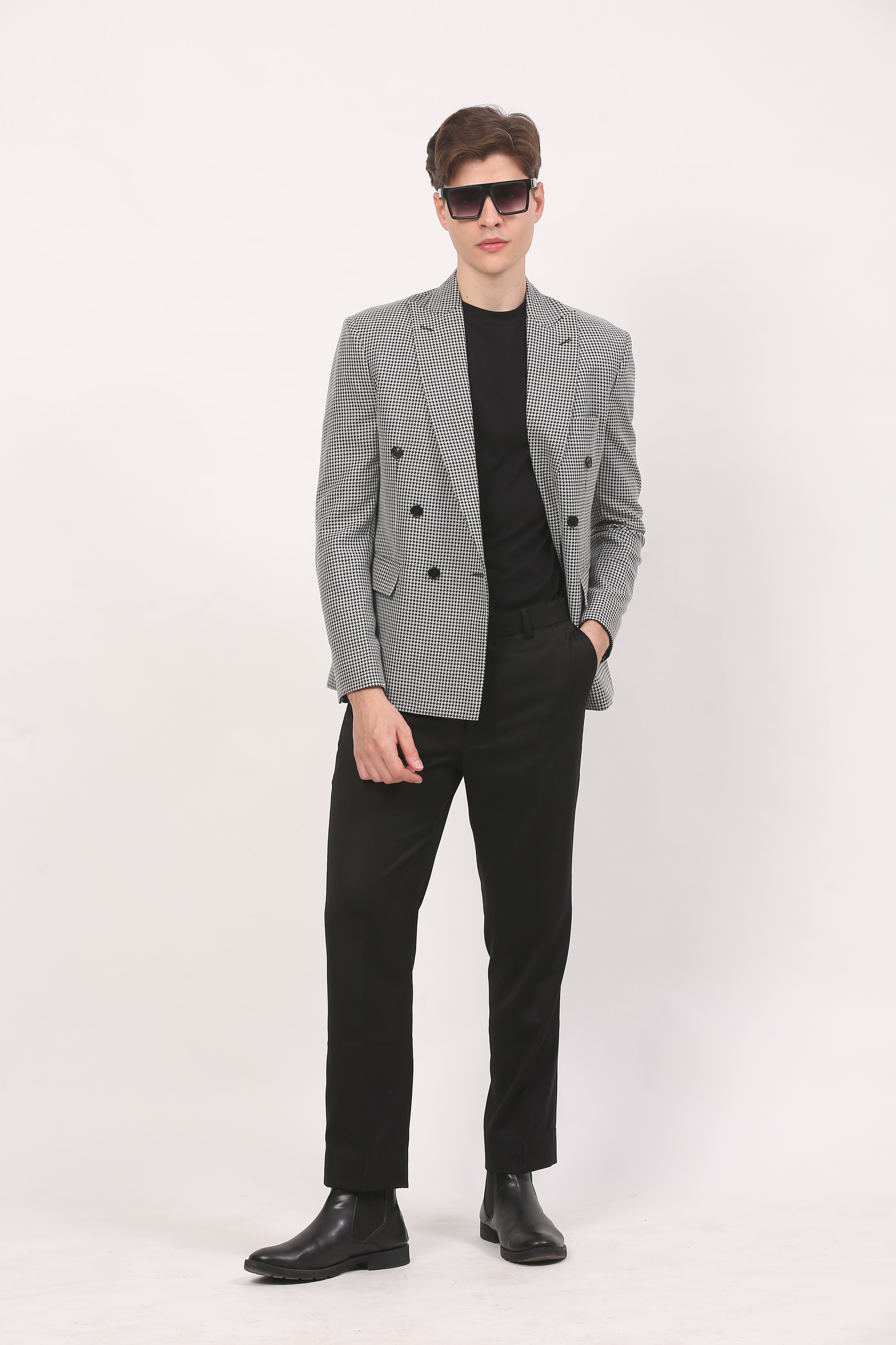 Black & White Houndstooth Blazer