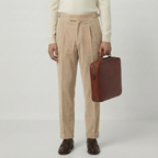 Beige Corduroy Suit \w/ Contrast Stitch Deets