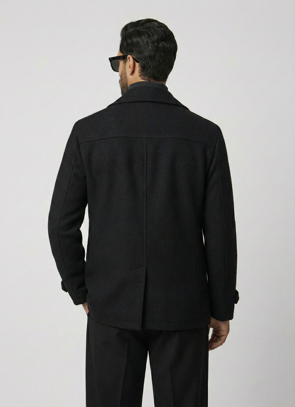 Black Double Breasted Peacoat