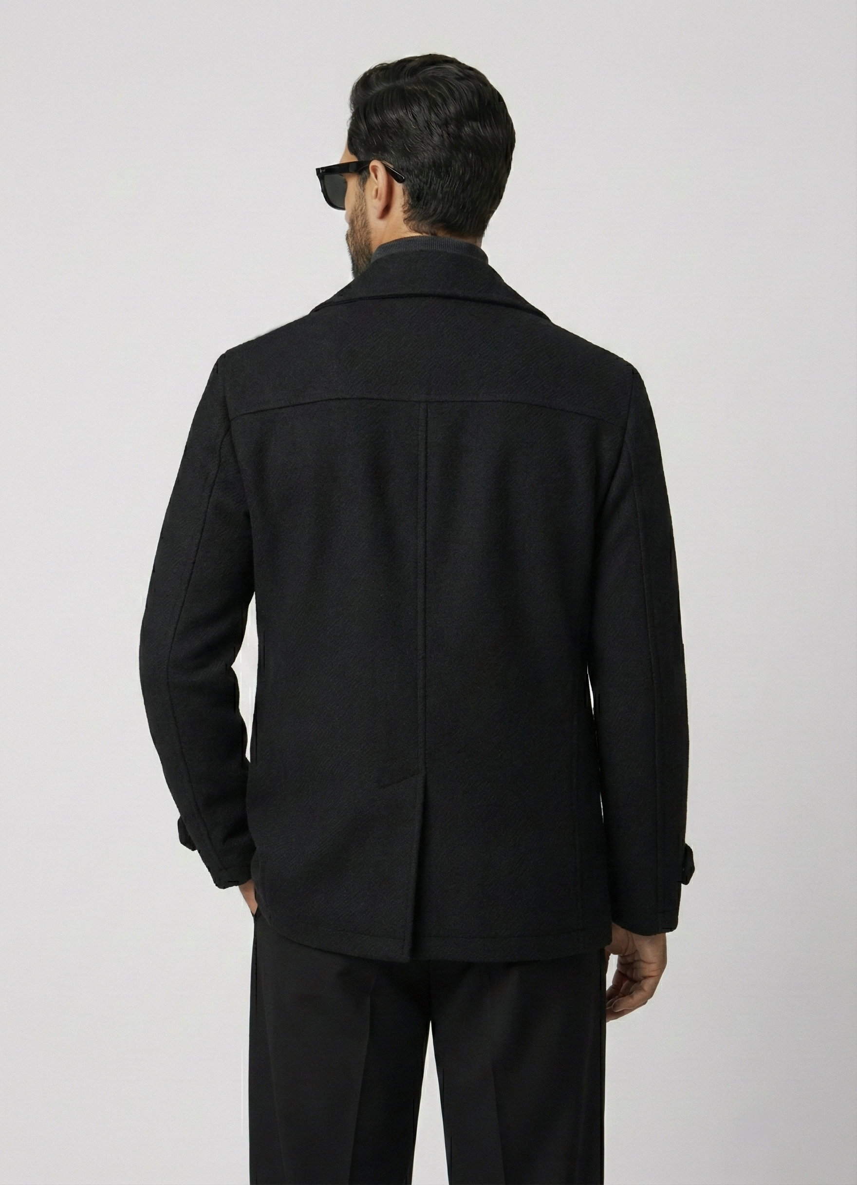 Black Double Breasted Peacoat
