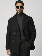 Black Double Breasted Peacoat