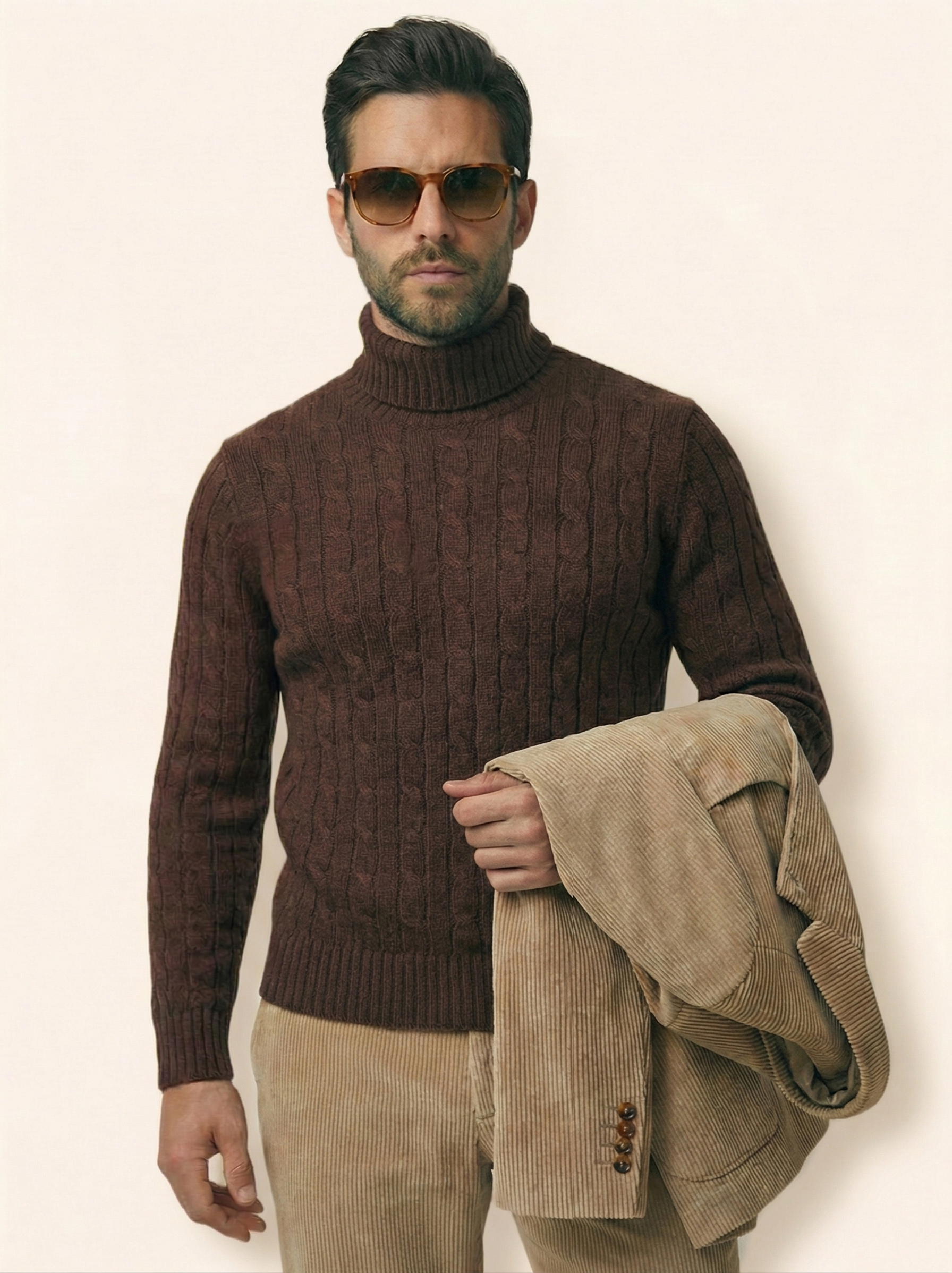 Brown Cable knit Turtleneck