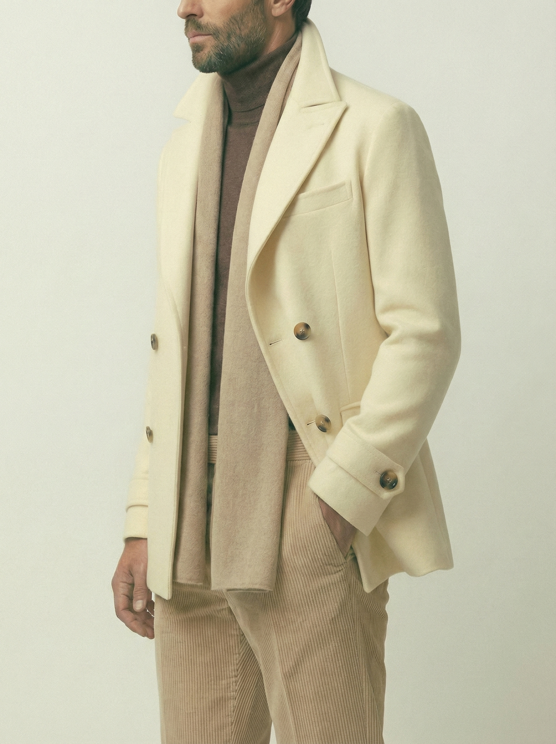 Ivory Double Breasted Peacoat