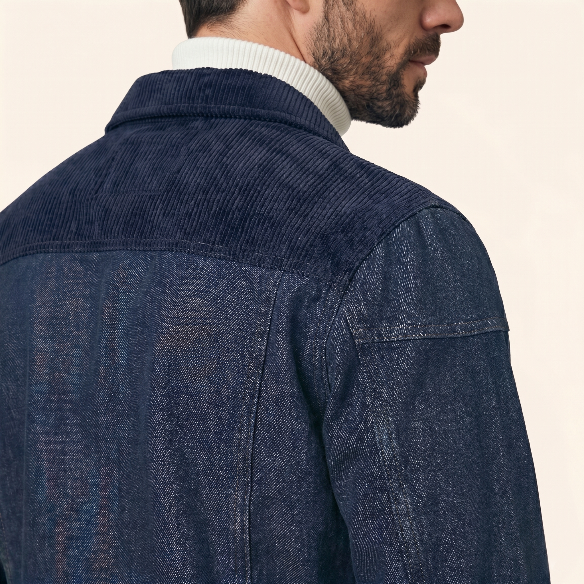 Corduroy-Trim Denim Jacket