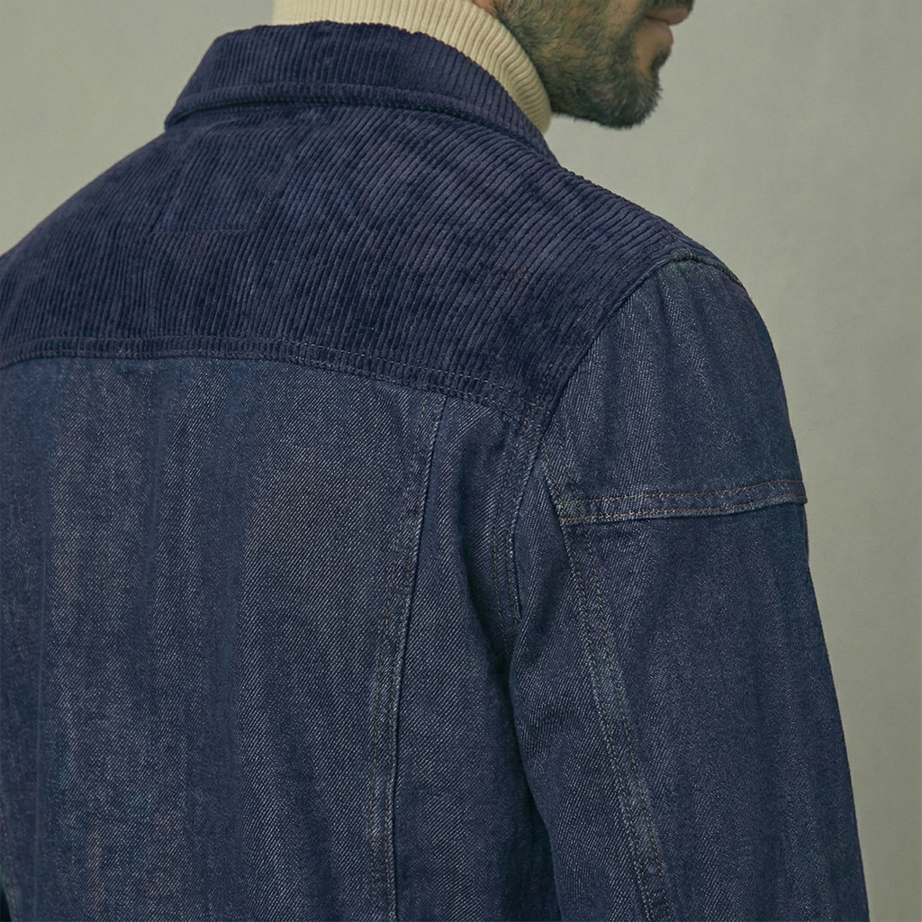 Corduroy-Trim Denim Jacket