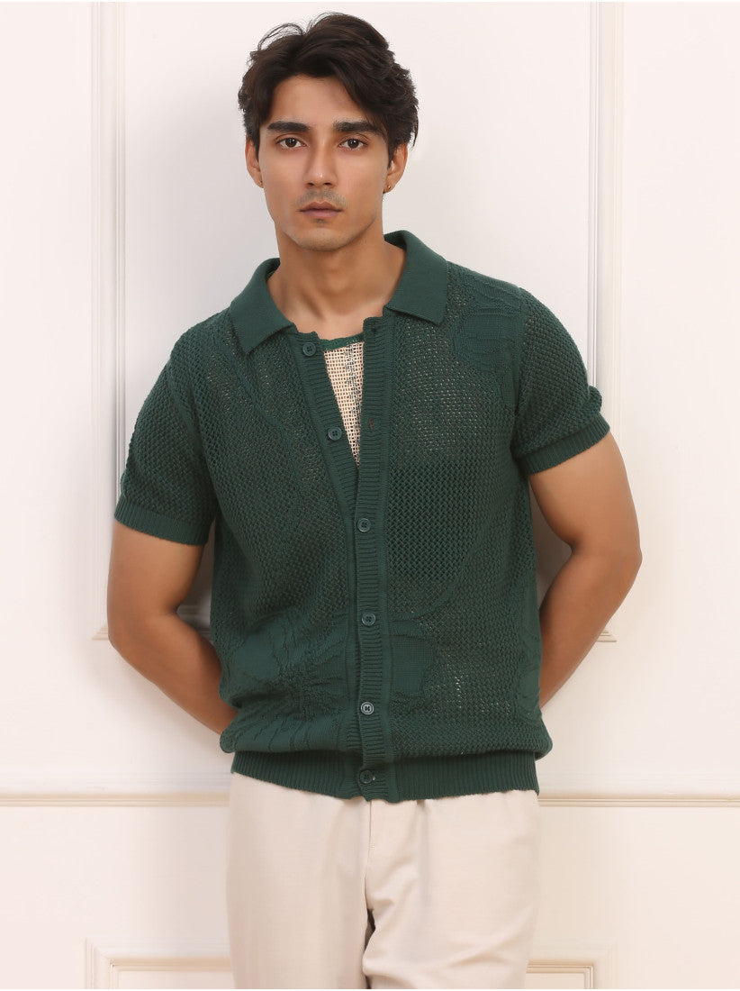 Green Knit Polo Shirt