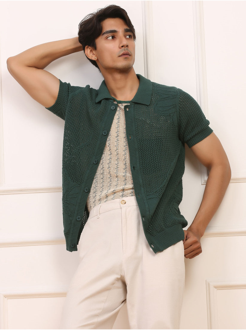 Green Knit Polo Shirt