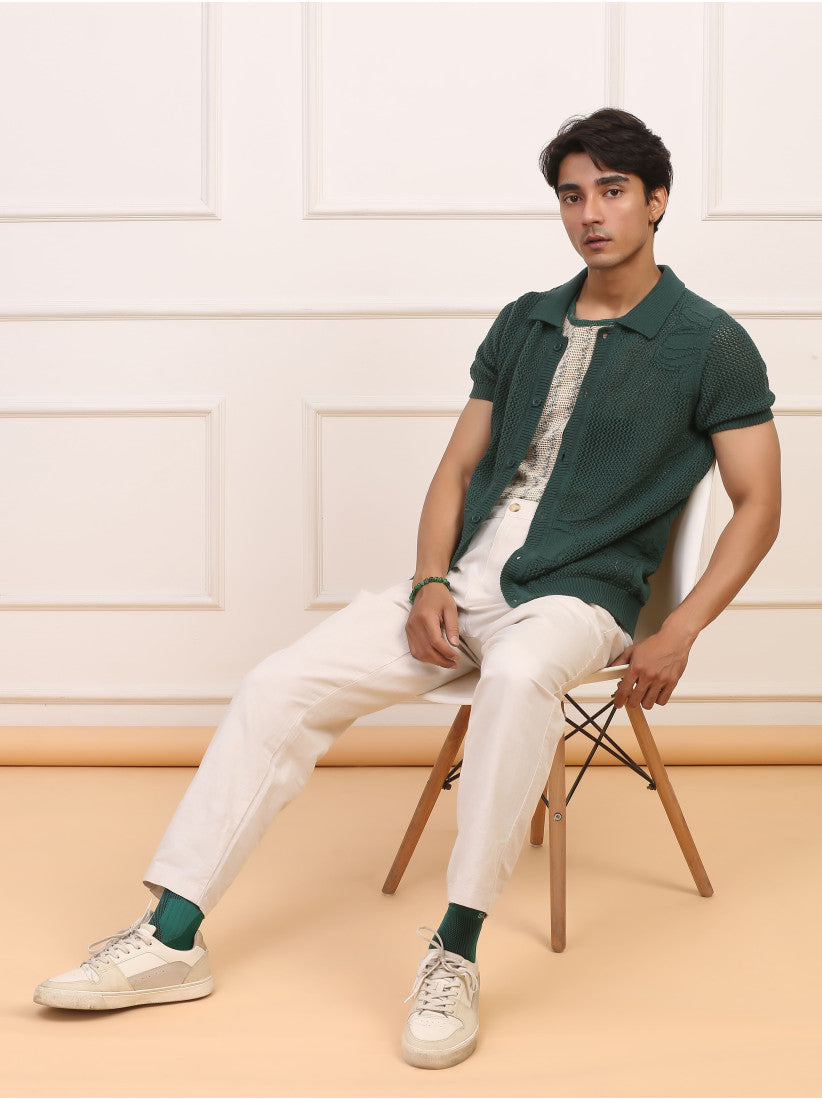 Green Knit Polo Shirt