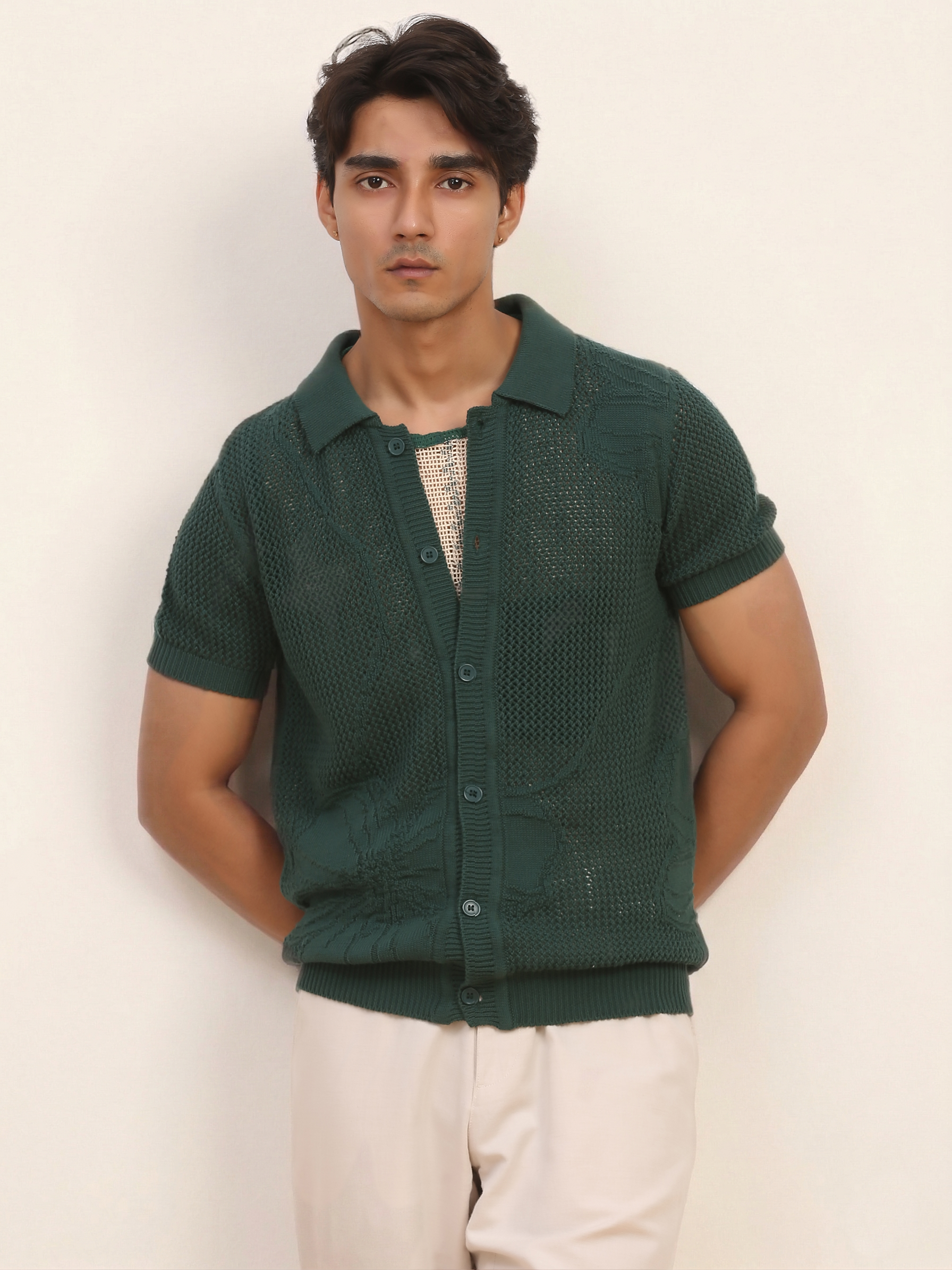 Green Knit Polo Shirt