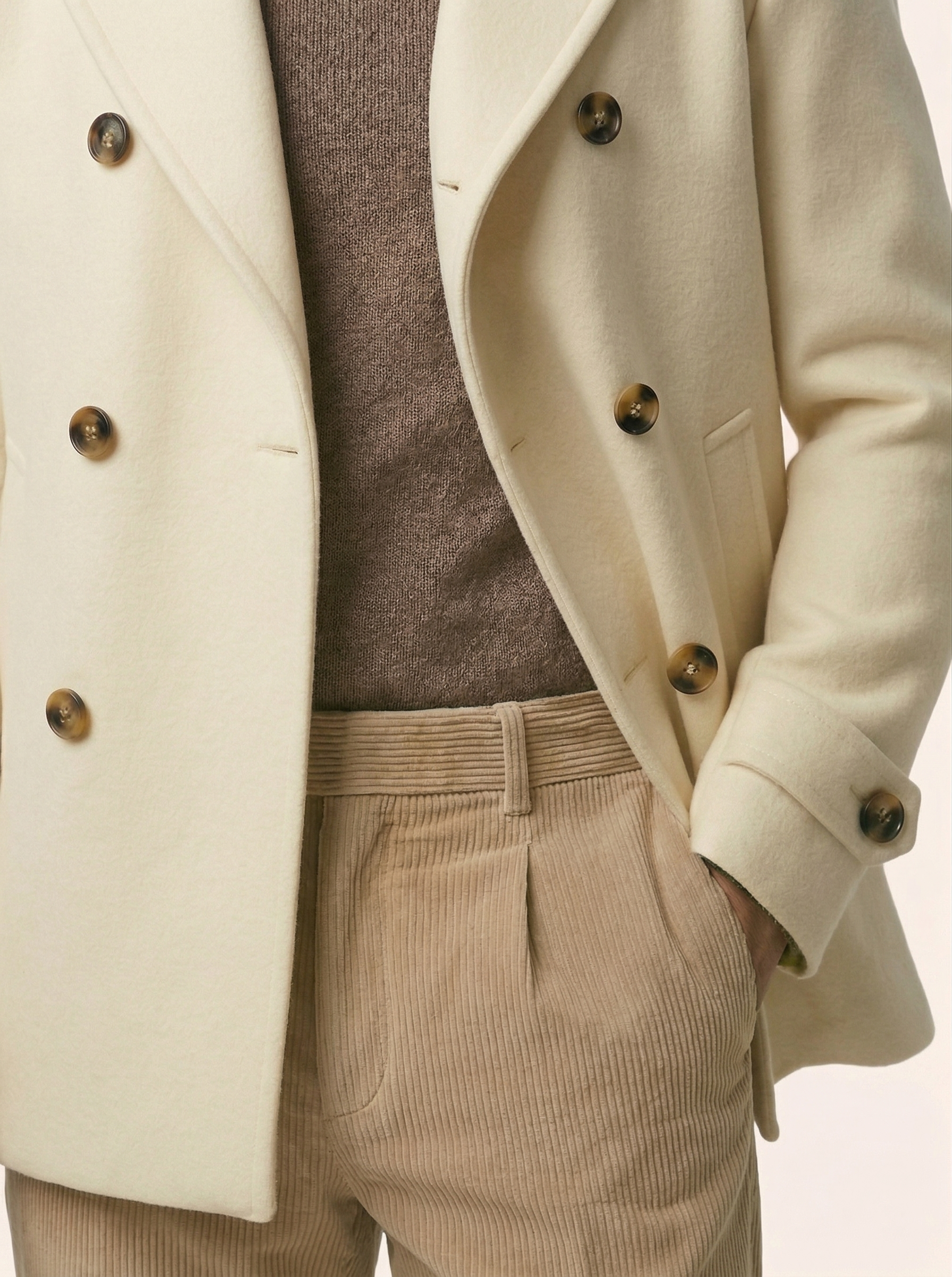 Ivory Double Breasted Peacoat