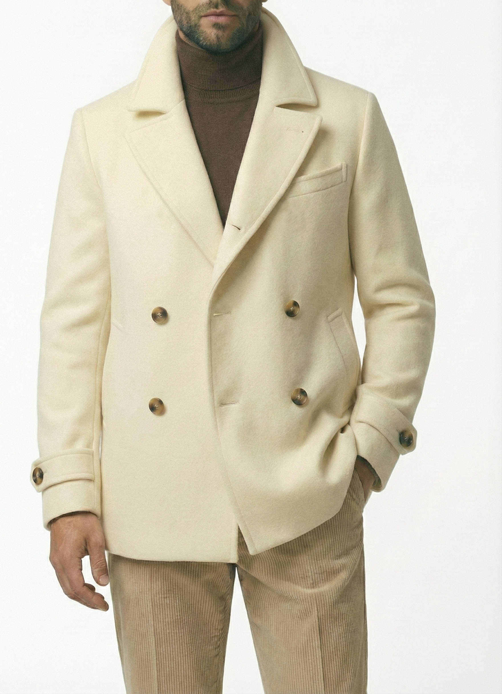 Ivory Double Breasted Peacoat