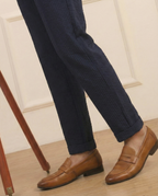 Navy Seersucker Trousers