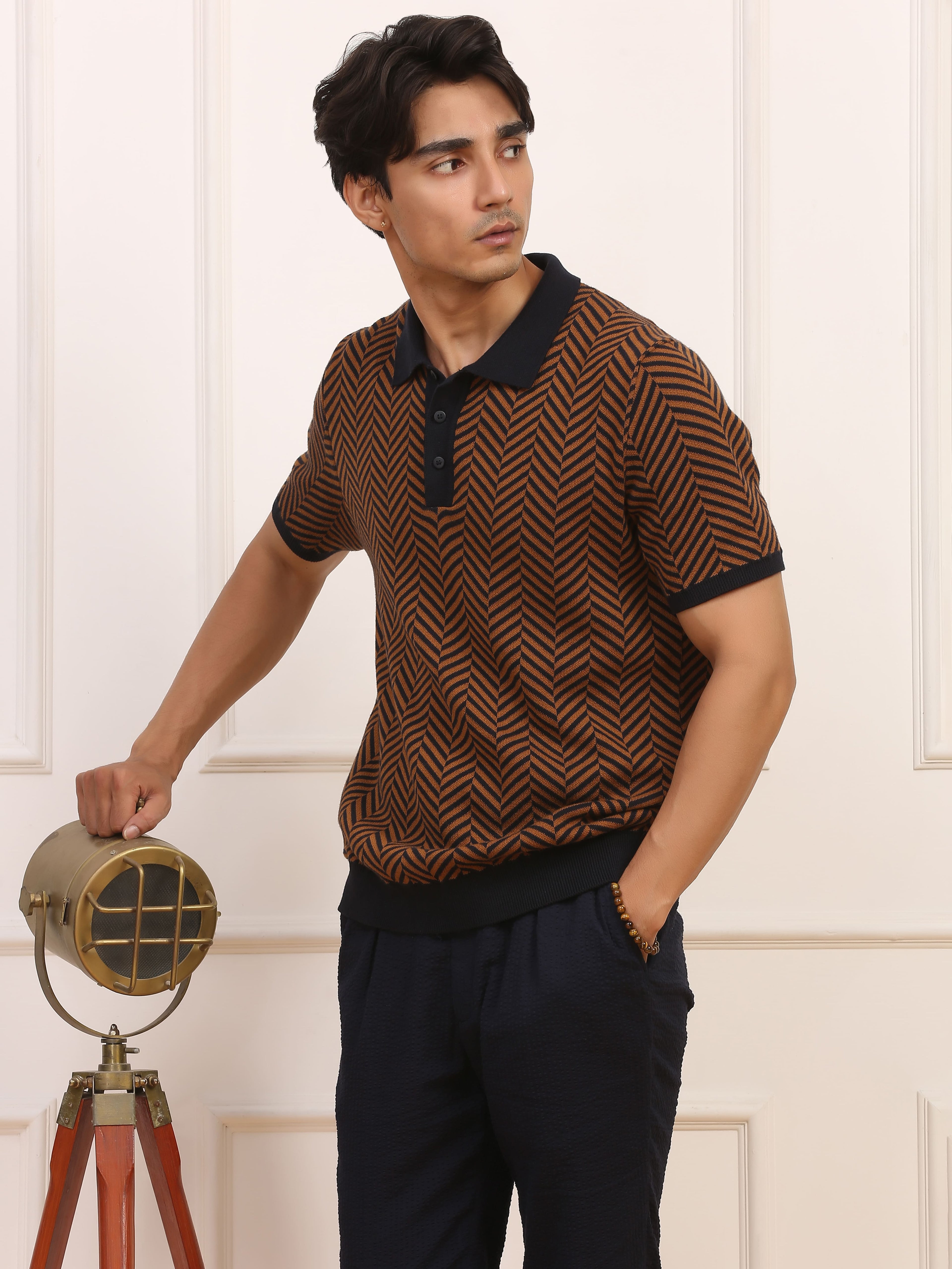 Navy Seersucker Trousers