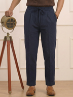 Navy Seersucker Trousers
