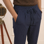 Navy Seersucker Trousers