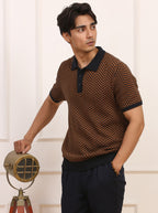Navy/Tan Herringbone Polo