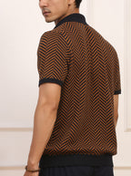 Navy/Tan Herringbone Polo